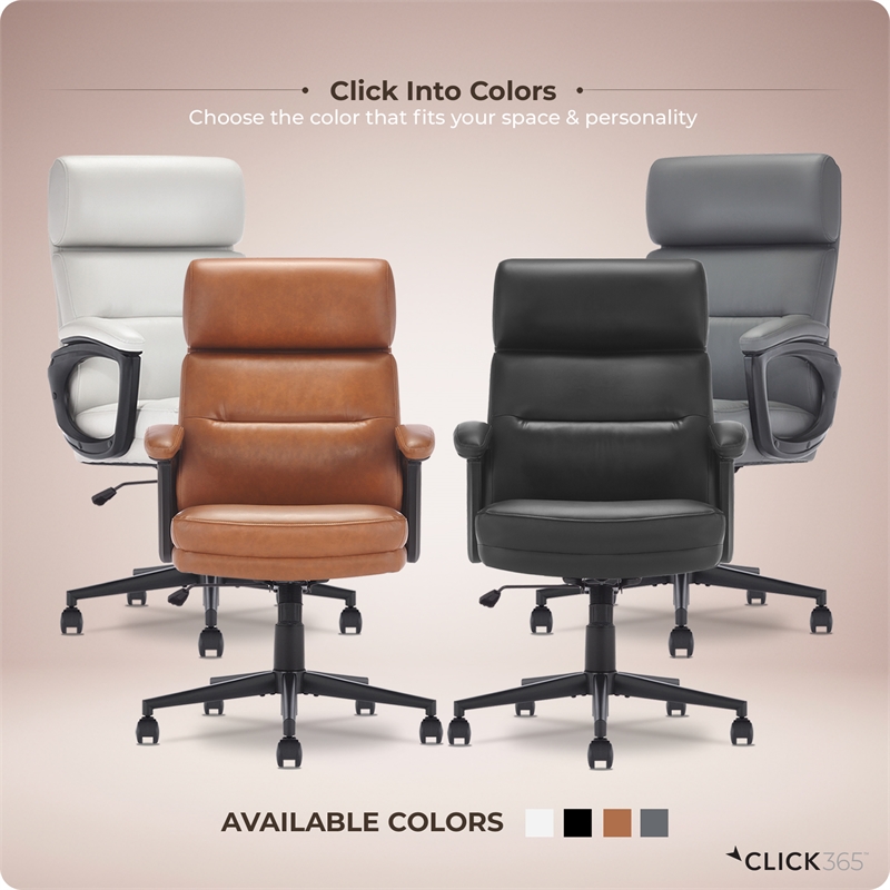 Click365 Classic Executive Office Chair Bonded Leather Light Gray