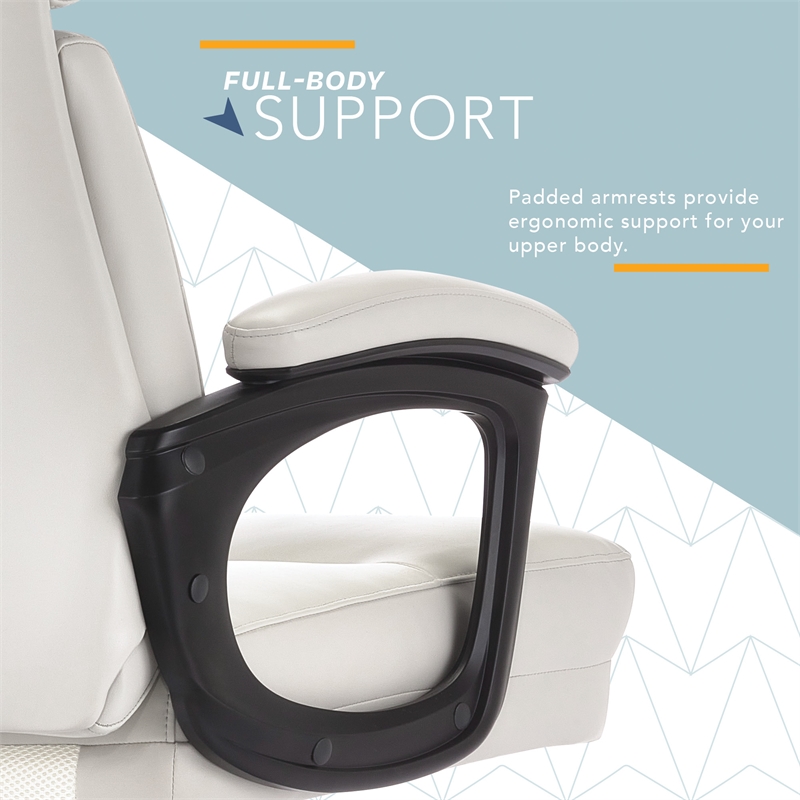 Click365 Classic Executive Office Chair Bonded Leather Light Gray