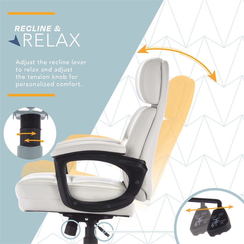 Click365 Classic Executive Office Chair Bonded Leather Light Gray