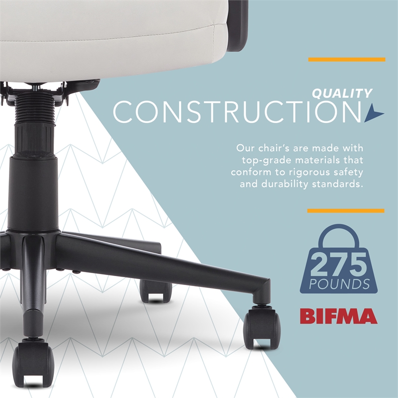 Click365 Classic Executive Office Chair Bonded Leather Light Gray