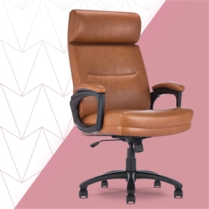Click365 Classic Big & Tall Executive Office Chair Bonded Leather Cognac