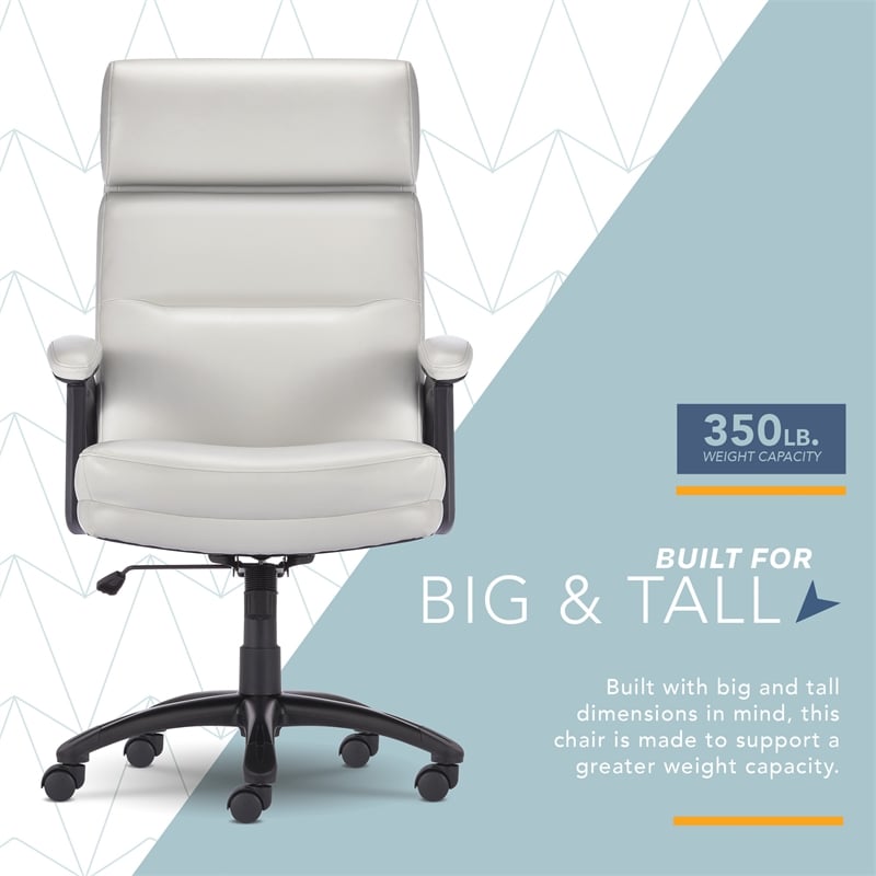 Click365 Classic Big & Tall Executive Office Chair Bonded Leather Light Gray