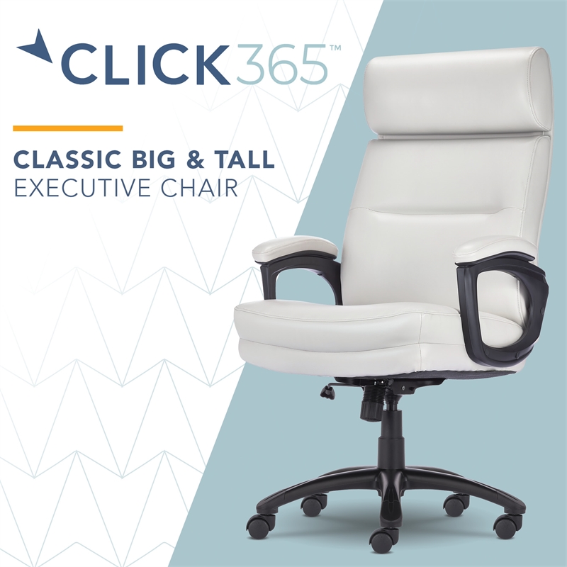 Click365 Classic Big & Tall Executive Office Chair Bonded Leather Light Gray
