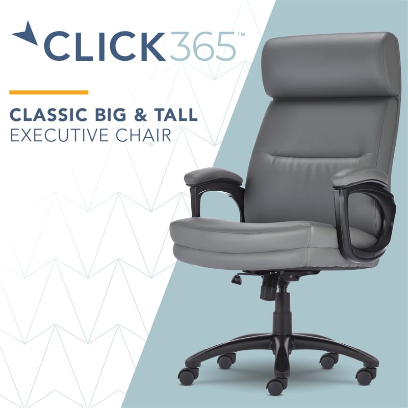 Click365 Classic Big & Tall Executive Office Chair Bonded Leather Gray