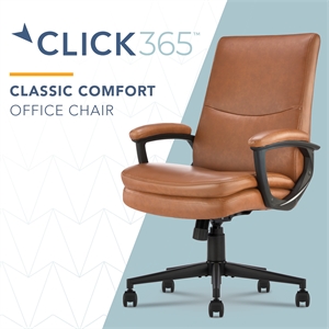 click365 classic comfort executive office chair bonded leather cognac