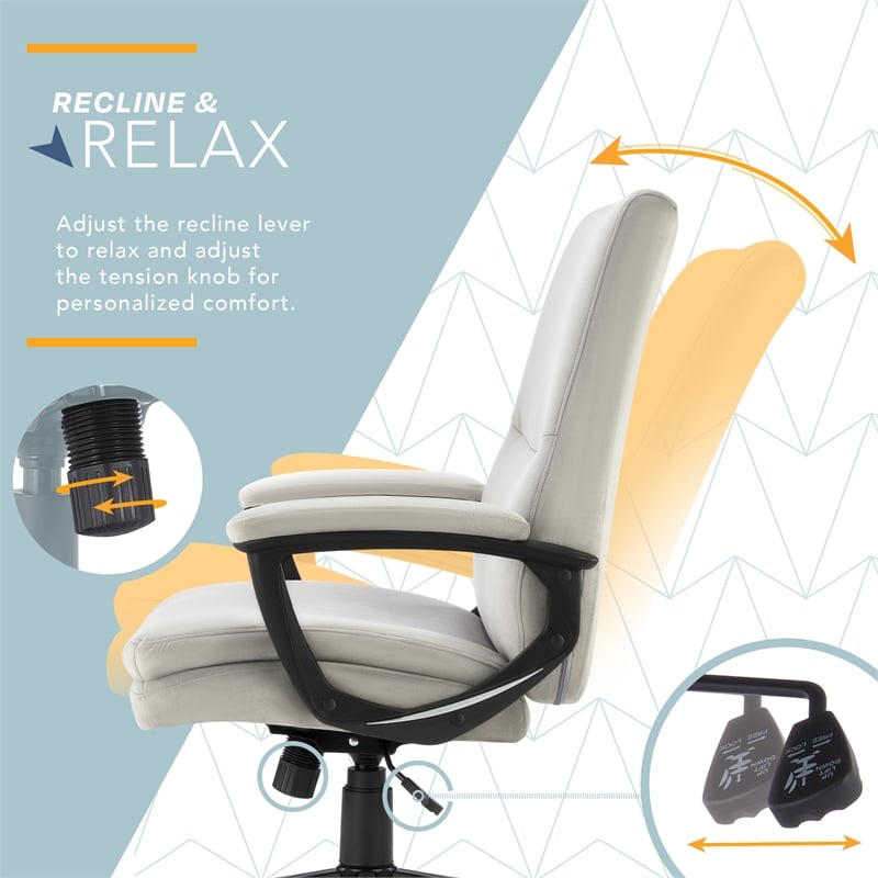 Click365 Classic Comfort Executive Office Chair Bonded Leather Gray