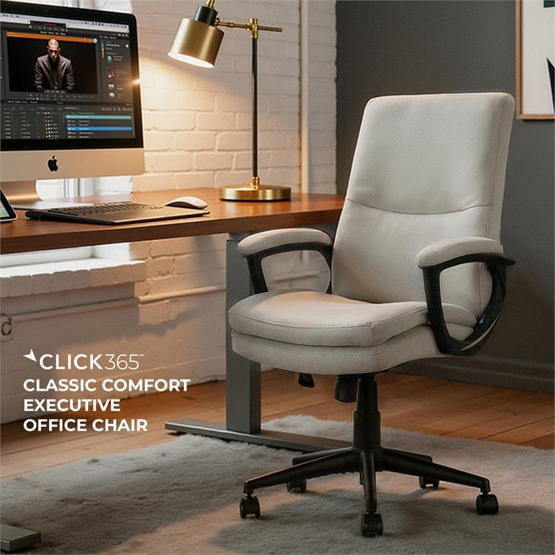 Click365 Classic Comfort Executive Office Chair Bonded Leather Gray