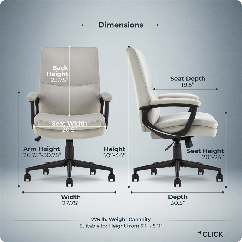 Click365 Classic Comfort Executive Office Chair Bonded Leather Gray