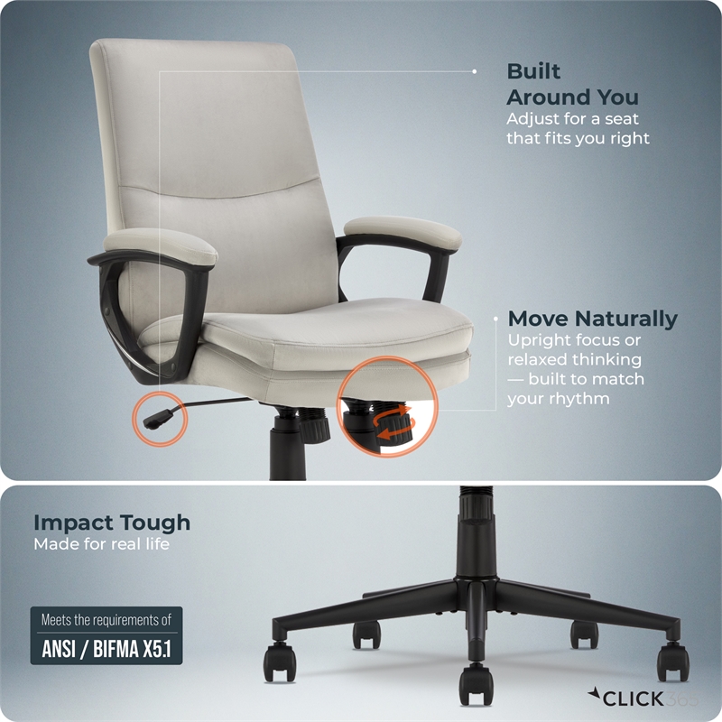 Click365 Classic Comfort Executive Office Chair Bonded Leather Gray