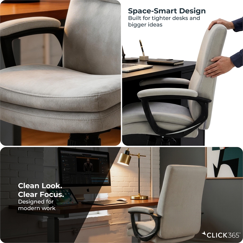 Click365 Classic Comfort Executive Office Chair Bonded Leather Gray