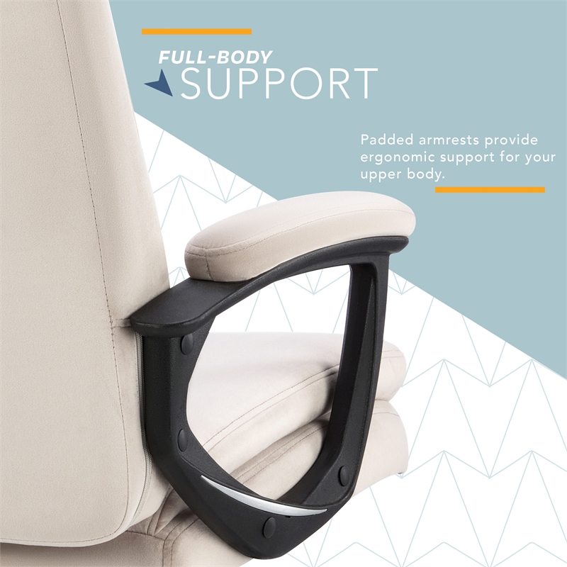 Click365 Classic Comfort Executive Office Chair Bonded Leather Taupe