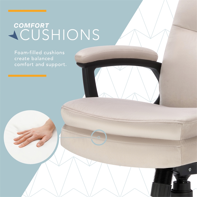 Click365 Classic Comfort Executive Office Chair Bonded Leather Taupe