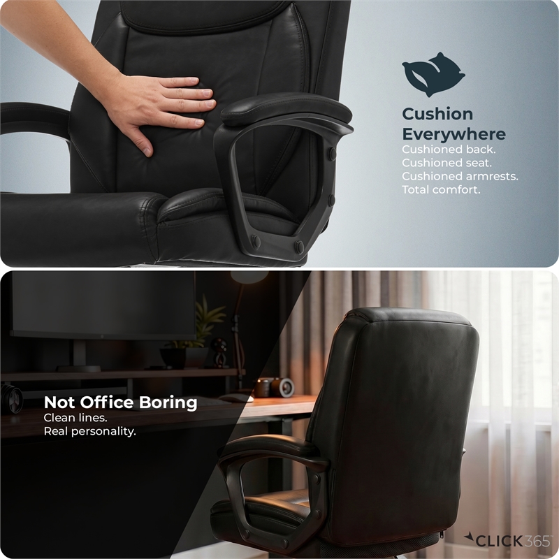 Click365 Transform 1.0 Ergonomic Desk Chair Lumbar Support Bonded Leather Black