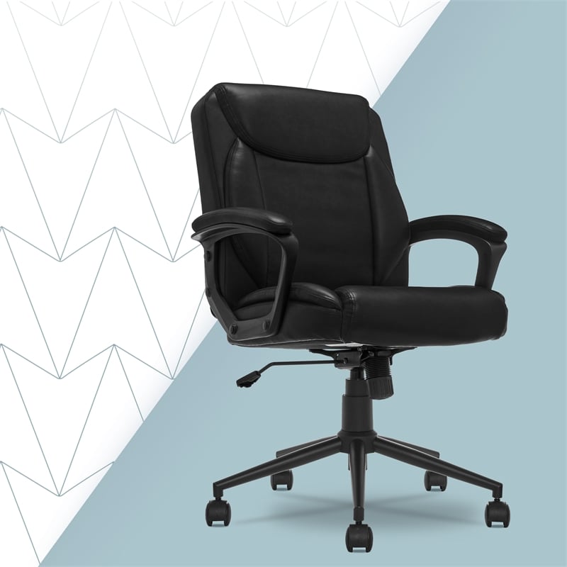 Click365 Transform 1.0 Ergonomic Desk Chair Lumbar Support Bonded Leather Black