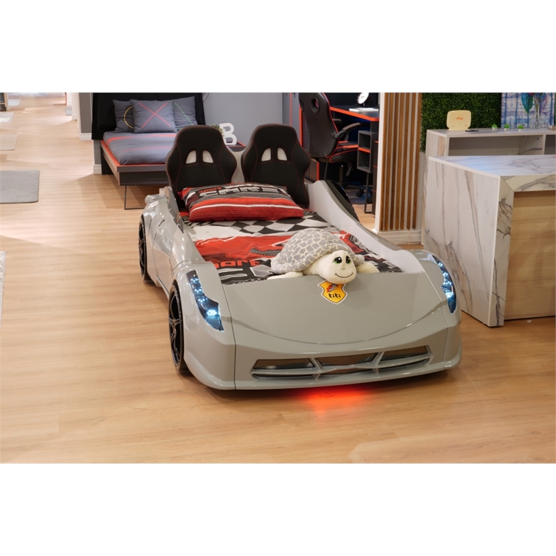 ベッドフレーム titi racer car bed Titi Racer Modern Wood TT Twin Race Car Bed with Remote Control in