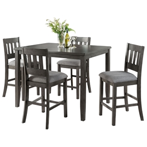 vilo home ithaca 5-piece counter height dining set in gray