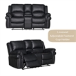 Hybition 3 - Piece Living Room Set Faux Leather Sofa Set-Black