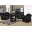 Hybition 3 - Piece Living Room Set Faux Leather Sofa Set-Black