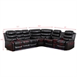 Hybition Faux Leather Living Room Set Modern Reclining Sectional Sofa Set- Black