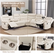 Hybition Faux Leather Living Room Set Modern Reclining Sectional Sofa Set -White