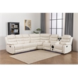Hybition Faux Leather Living Room Set Modern Reclining Sectional Sofa Set -White