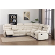 Hybition Faux Leather Living Room Set Modern Reclining Sectional Sofa Set -White