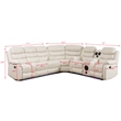 Hybition Faux Leather Living Room Set Modern Reclining Sectional Sofa Set -White