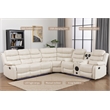 Hybition Faux Leather Living Room Set Modern Reclining Sectional Sofa Set -White