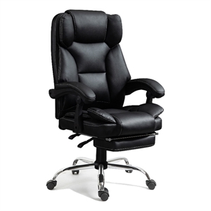hybition reclining office chair with footrest - black