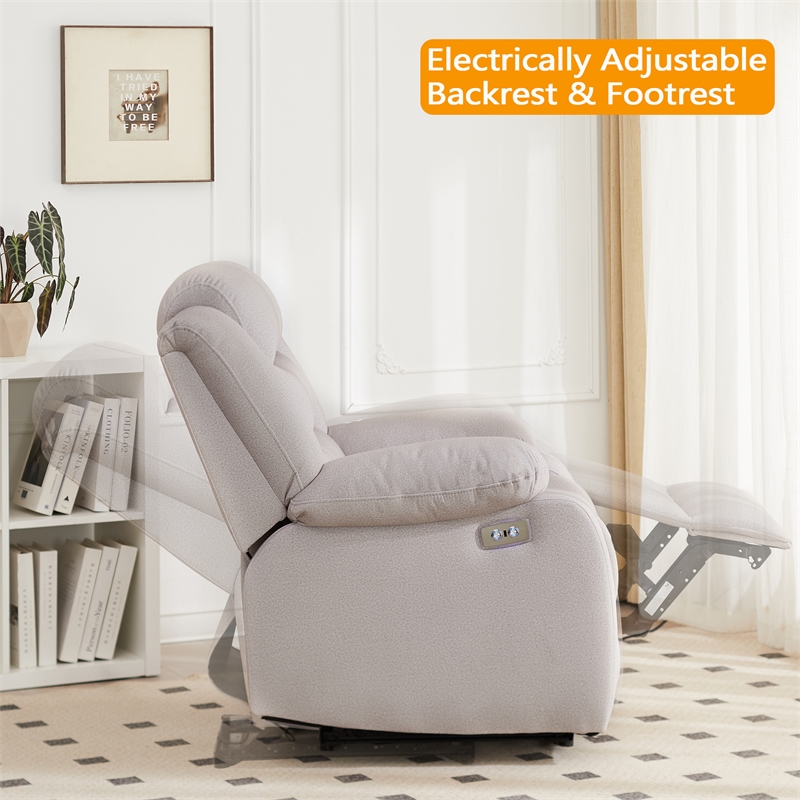Hybition Power Recliner Chair Fabric Living Room  Chair- Gray