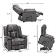 Hybition Faux Leather Lift Assist Recliner Chair with Heat and Massage Dark Grey