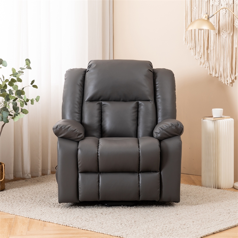 Hybition Faux Leather Lift Assist Recliner Chair with Heat and Massage Dark Grey