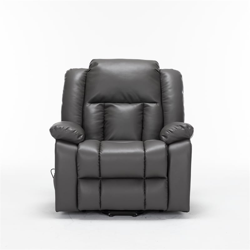Hybition Faux Leather Lift Assist Recliner Chair with Heat and Massage Dark Grey