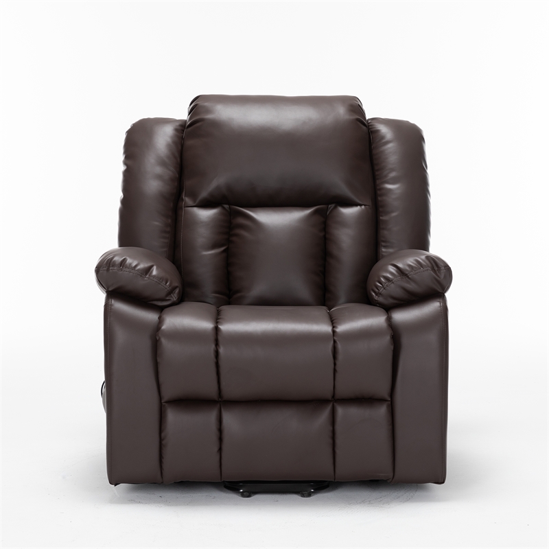 Hybition Faux Leather Lift Assist Recliner Chair -Brown