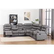 Hybition Faux Leather Living Room Set Modern Reclining Sectional Sofa  Set- Gray