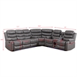 Hybition Faux Leather Living Room Set Modern Reclining Sectional Sofa  Set- Gray