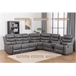 Hybition Faux Leather Living Room Set Modern Reclining Sectional Sofa  Set- Gray