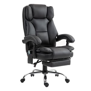 hybition massage office chair faux leather exectuive chair with footrest - black