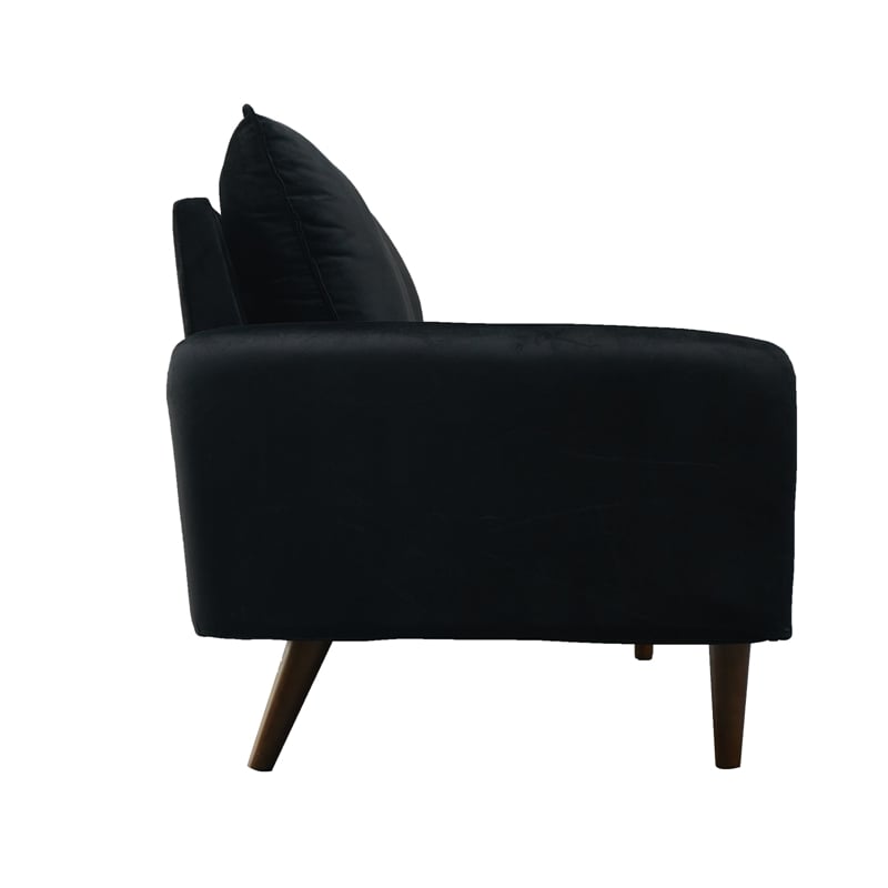 Hybition Velvet Sofa Modern Couch with Wooden Legs for Living Room - Black