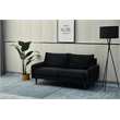 Hybition Velvet Sofa Modern Couch with Wooden Legs for Living Room - Black