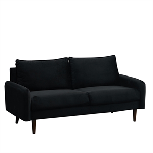 Hybition Velvet Sofa Modern Couch with Wooden Legs for Living Room - Black