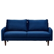 Hybition Velvet Sofa Modern Couch with Wooden Legs for Living Room - Space Blue
