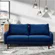 Hybition Velvet Sofa Modern Couch with Wooden Legs for Living Room - Space Blue