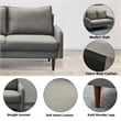 Hybition Velvet Sofa Modern Couch with Wooden Legs for Living Room - Gray