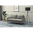 Hybition Velvet Sofa Modern Couch with Wooden Legs for Living Room - Gray