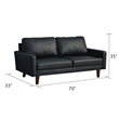 Hybition Faux Leather Sofa Mid-Century Modern Couch for Living Room/Office-Black