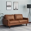Hybition Faux Leather Sofa Mid-Century Modern Couch for Living Room/Office-Brown