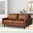 Hybition Faux Leather Sofa Mid-Century Modern Couch for Living Room/Office-Brown