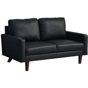 Hybition Faux Leather Loveseat Modern Sofa for Living Room/Office-Black