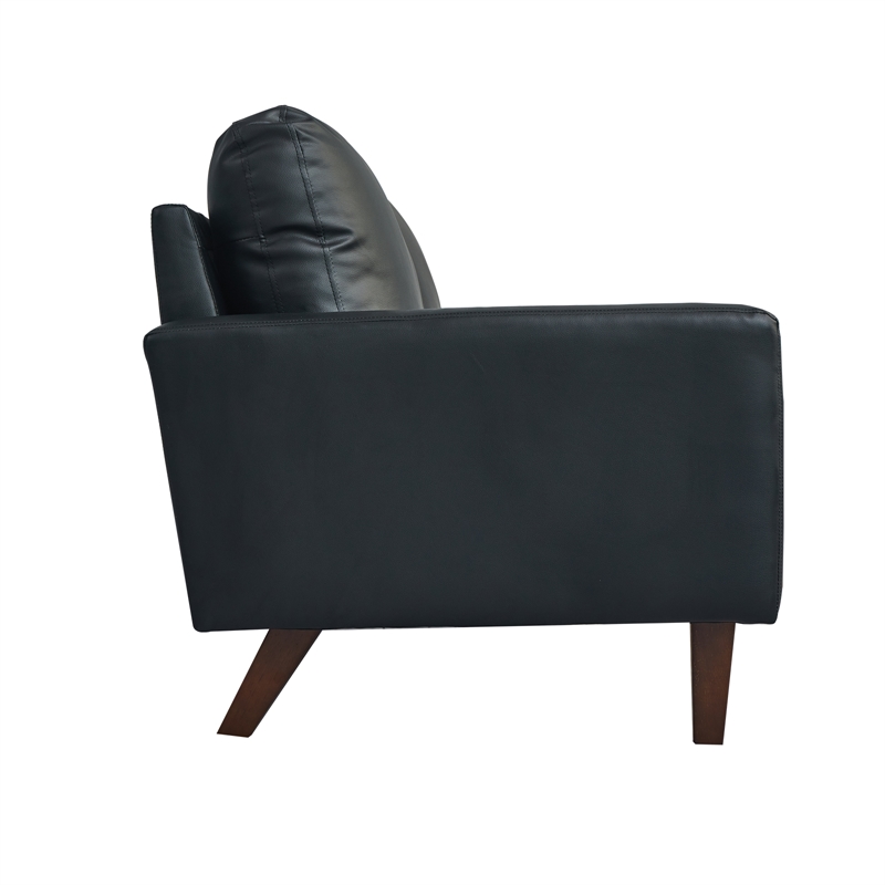 Hybition Faux Leather Loveseat Modern Sofa for Living Room/Office-Black